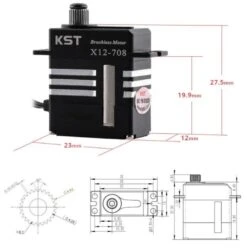 KST X12-708 Brushless Servo - 9.3Kg.cm 0.07s 21.3g 12mm -RC Gear Direct kst x12 708 brushless servo 9 3kg cm 0 07s 21 3g 12mm 70