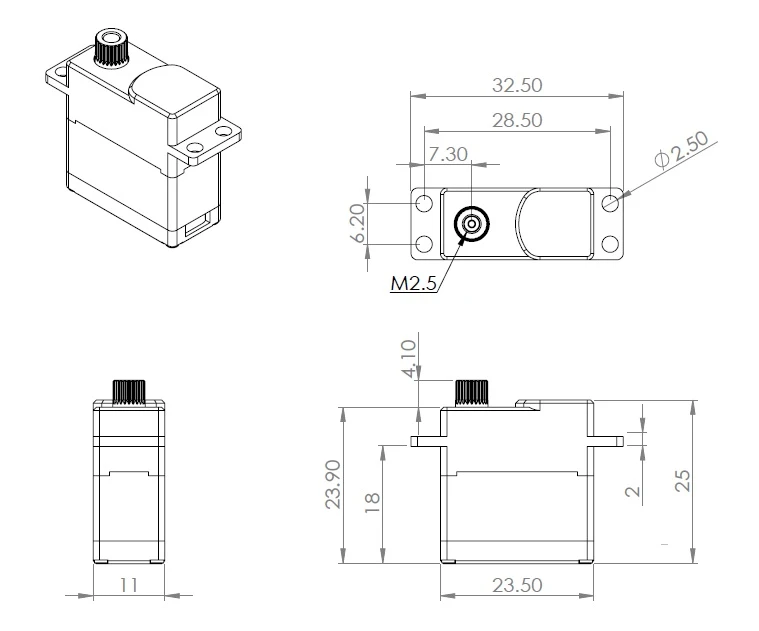 MKS HV6150H Servo - 10.9Kg.cm 0.16s 16.4g 11mm 2 MKS HV6150H Servo - 10.9Kg.cm 0.16s 16.4g 11mm - Image 2